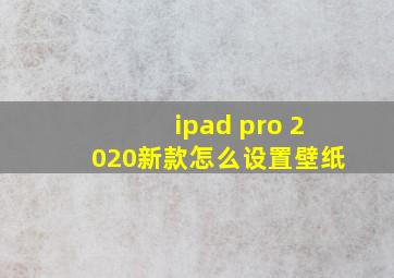 ipad pro 2020新款怎么设置壁纸